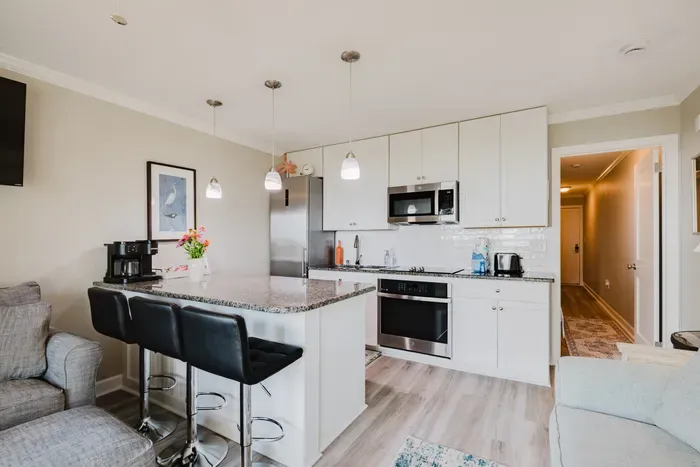 Smart TV, comfortable seating for the whole group, and a coffee station ready for slow Lowcountry mornings.