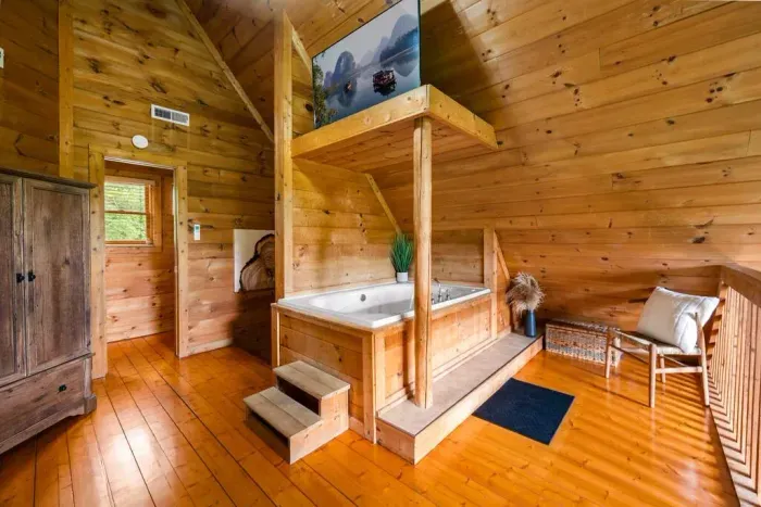 Enjoy your romantic retreat with a soak in the jacuzzi tub 