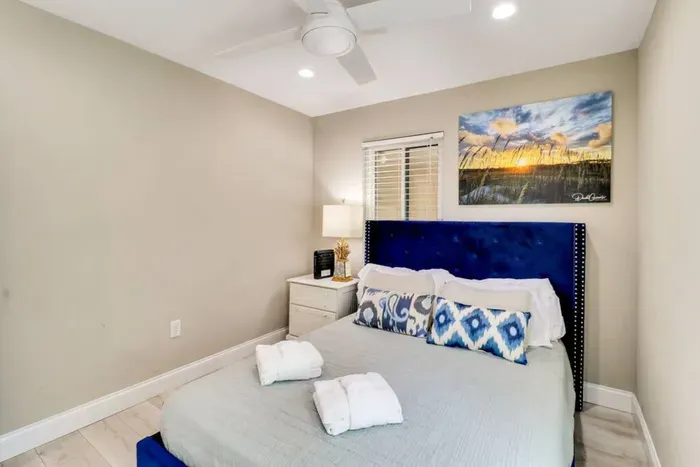 Beautiful Navy Head Nail Head Headboard