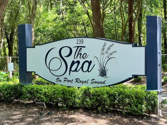 The Spa entrance sign.