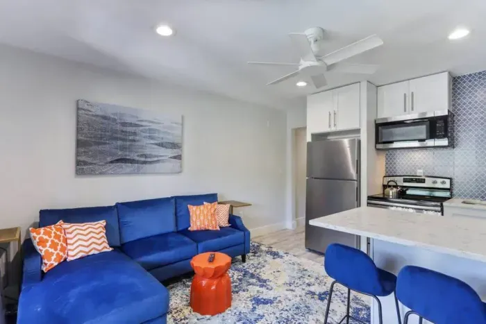 The well-chosen colors, and comfortable furnishings creates an inviting ambiance that encourages relaxation