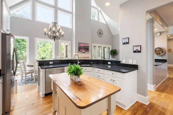 Granite counters wrap the whole kitchen with the dining area steps away.