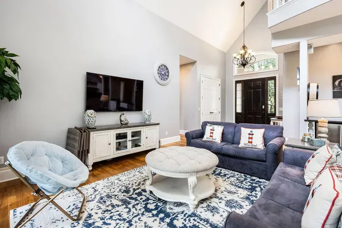 Two full sofas and a big smart TV. Room for everyone on movie night.