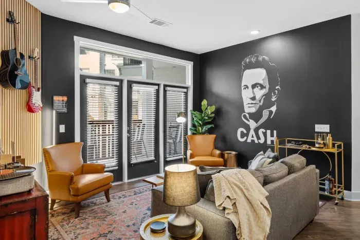We are all about CASH here.  The living room has perfect vibes for the Man in Black.