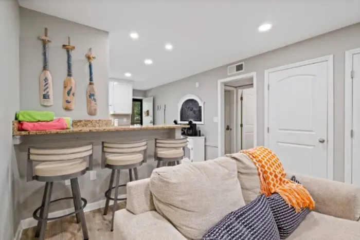 The color palette is a harmonious blend of neutrals and accented tones