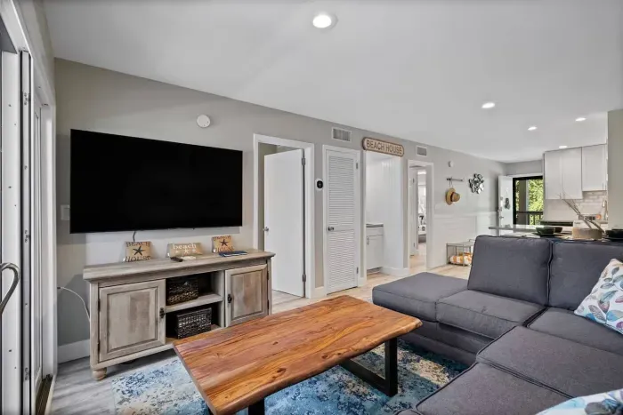 NEW living room furniture and Smart TV for you to log in to all your favorite apps.