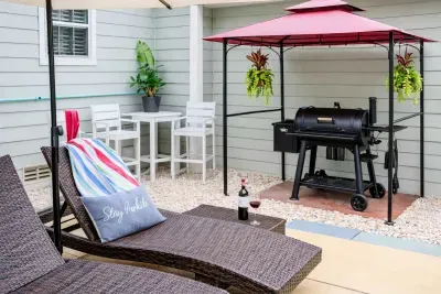 Grill area by pool.