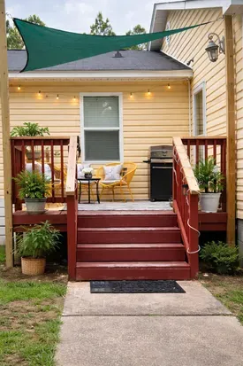 Back porch entrance goes directly to the king bedroom suite. Couples love having their own space from the rest of the family on occassion. 