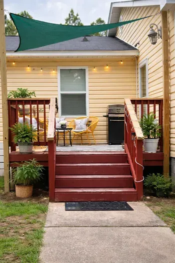Back porch entrance goes directly to the king bedroom suite. Couples love having their own space from the rest of the family on occassion.