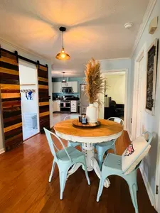 View of dining room and into the kitchen.