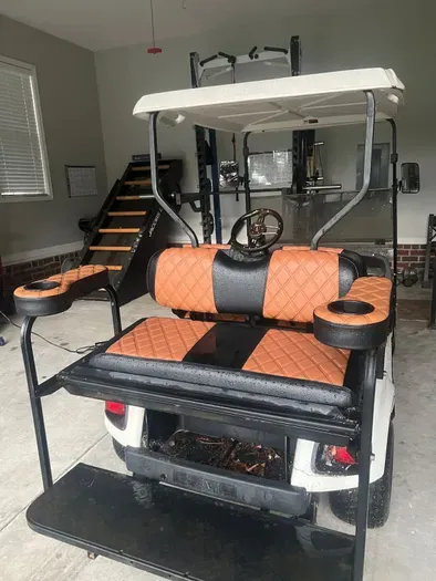 Golf cart is kept charged in the garage and is available 90% of the time, unless it needs maintenance due to prior guest use. 

The gym is also in the garage.