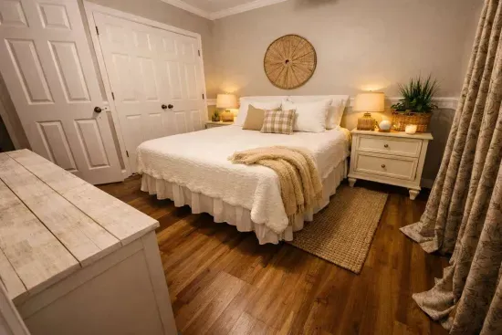 Queen bedroom from the corner. 