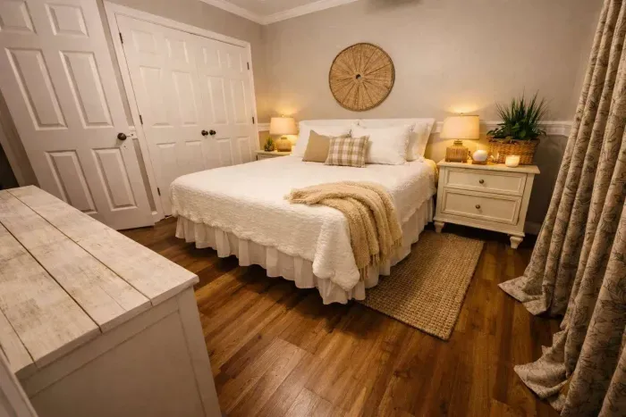 Queen bedroom from the corner.