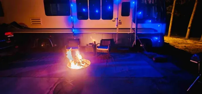 You’ll love relaxing by the firepit under the stars — perfect for reconnecting and sharing a glass of wine. A grill (not pictured) is also available, and we often have firewood near our shop you’re welcome to use.