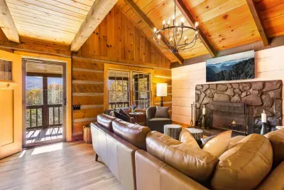 Spacious sectional to sit on and watch tv on the roku tv while enjoying a fire in the wood burning fireplace.  A starter set of wood will be in the log holder to the right of the fireplace.  