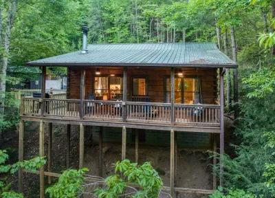 Sit on the front porch swings or rocking chairs looking out at the creek and being tucked away in the trees!