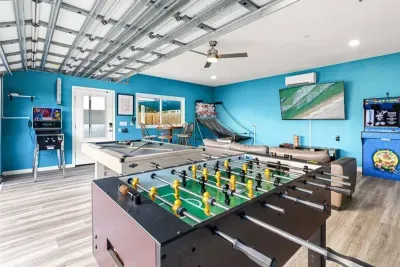 A favorite spot for friendly fooseball competition, movie nights, and laughter after a day out exploring.