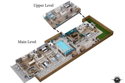 The layout shows how the upper and main levels flow together, giving everyone room to spread out while still feeling connected.