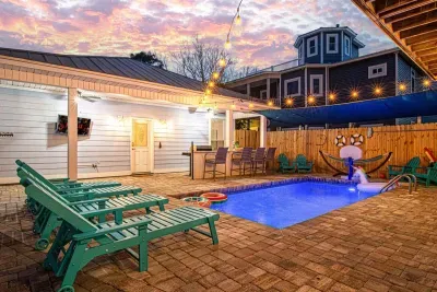 Evenings here are special, with the pool glowing under soft lights and the backyard turning into the perfect place to relax together.