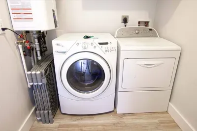 In home laundry makes longer stays easy, with a washer and dryer ready whenever you need them.