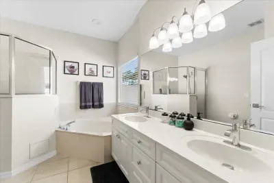 Master bath has a large garden tub, dual sink vanity and separate shower area so you have all of the comforts of home.