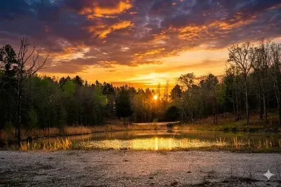 Peaceful moments by the private lake where sunsets reflect on the water and the world feels quiet and still