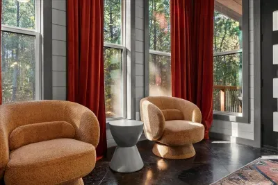 Chic sitting area ideal for morning coffee, reading, or unwinding after a day of adventure