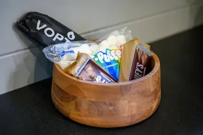 Snack basket with a variety of treats ready to welcome guests