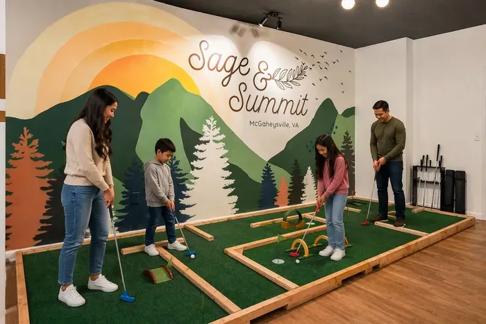 Indoor mini golf for family-friendly fun.