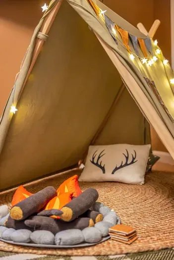 Cozy indoor camping nook for little adventurers ✨