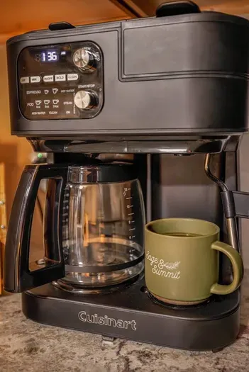 Enjoy your morning brew with our drip coffee maker featuring Keurig and Nespresso options — plus a milk steamer wand for café-style drinks.