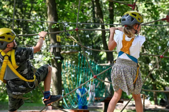 Perfect for adventurous kids and teens! Navigate rope bridges, cargo nets, climbing elements, and zip lines at Massanutten's Family Adventure Park.