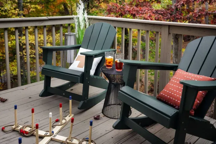 Unwind with a drink in hand and a forest view all around. The deck’s Adirondack chairs offer the perfect spot to relax and soak in the mountain air.