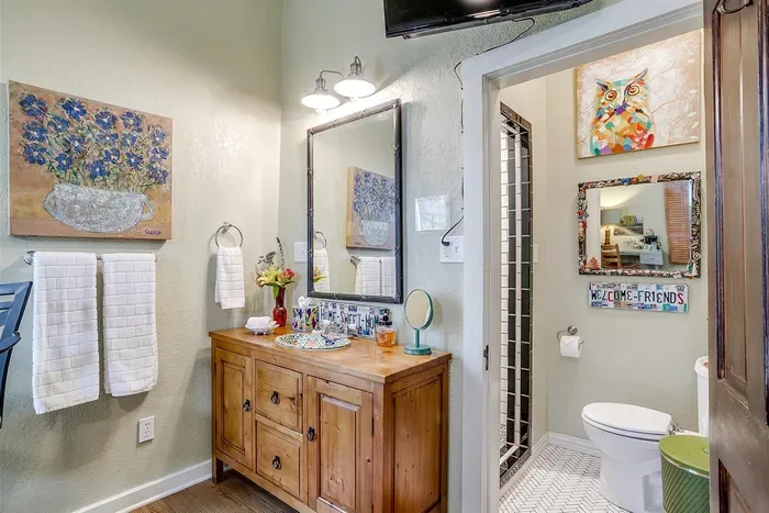 Thoughtfully designed vanity area in the room, ideal for getting ready