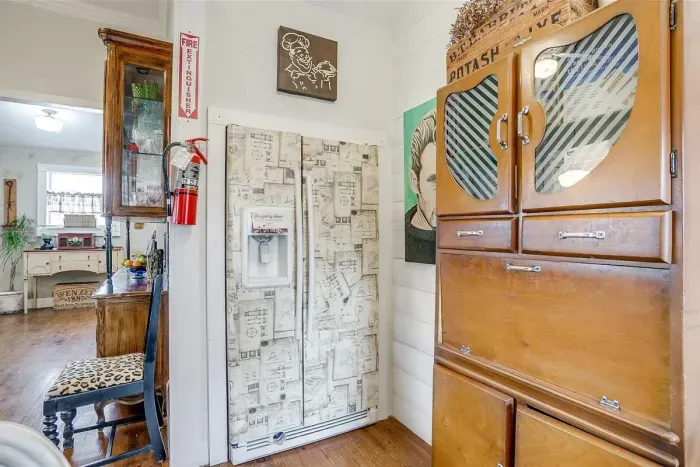 Large refrigerator in the kitchen, providing ample storage for your food and beverages