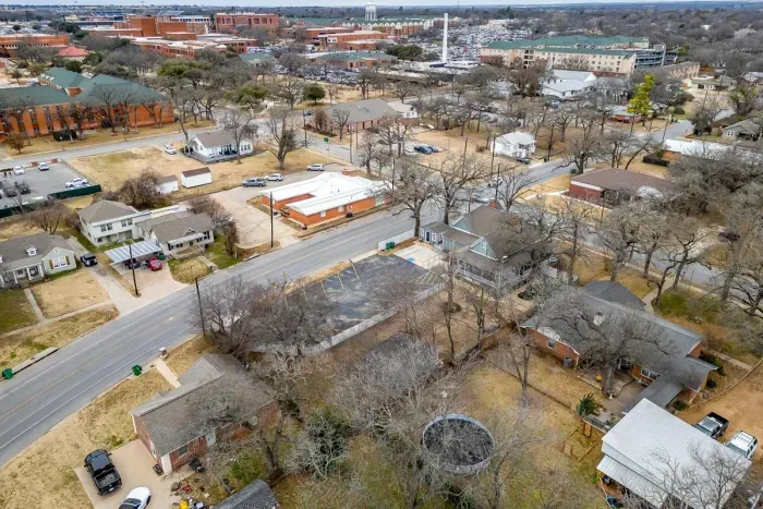 Another aerial view emphasizing the central location and charming surroundings of The Gallery House
