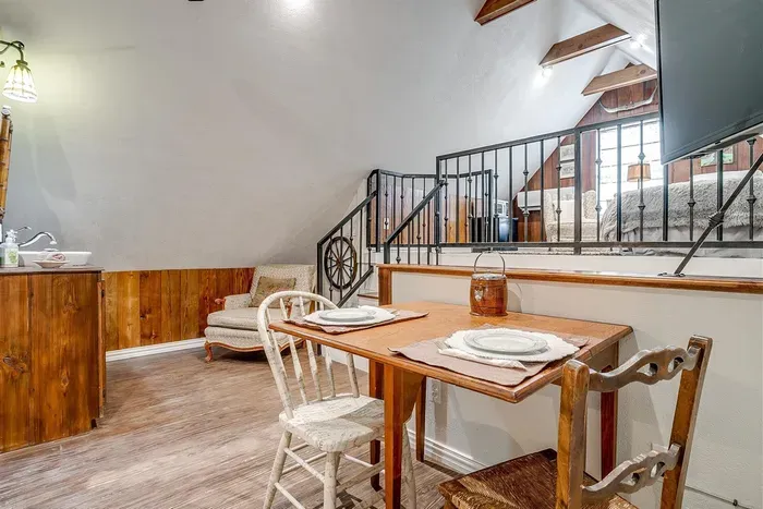 Cozy dining table in the loft, perfect for meals or catching up on work