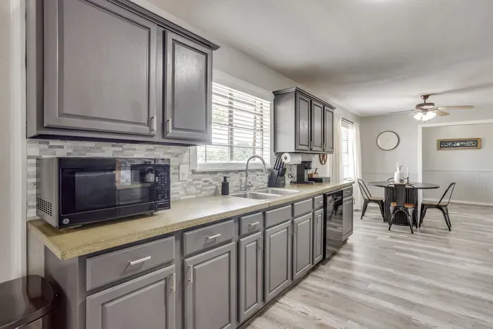 Plenty of counter space for cooking for a group of ten.