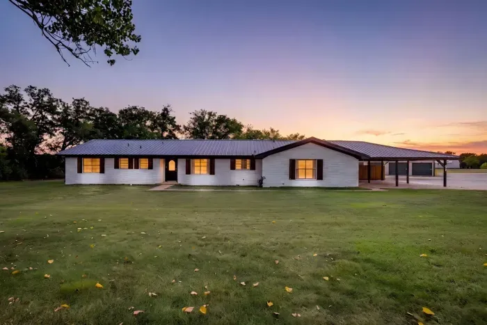 Sunset over White House on 67, our newly remodeled 4-bedroom farmhouse just off Highway 67 in Stephenville.