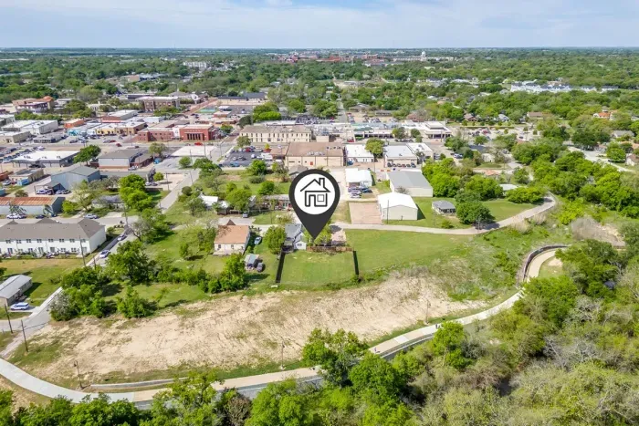 Bird's eye view of The Hive's quiet neighborhood — tucked just off downtown with easy access to everything Stephenville has to offer.