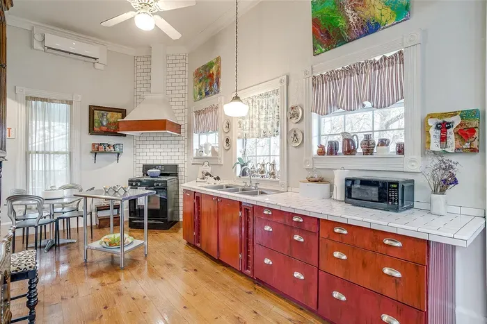 The shared kitchen in the common area is fully equipped with everything you need for cooking or gathering with friends