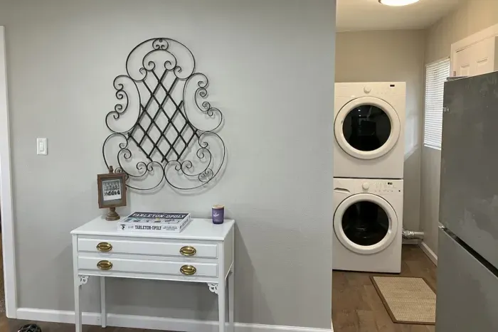 Welcoming table near the entrance, complete with thoughtful touches to make you feel at home