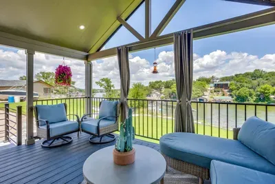 Lounge on the shaded porch with water views all around