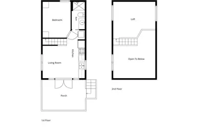 Floor plan — main-level living with an upstairs loft