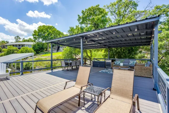 Sun loungers and seating on the breezy upper deck