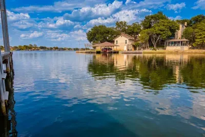 Your view from inside the lake right off the front of the dock
