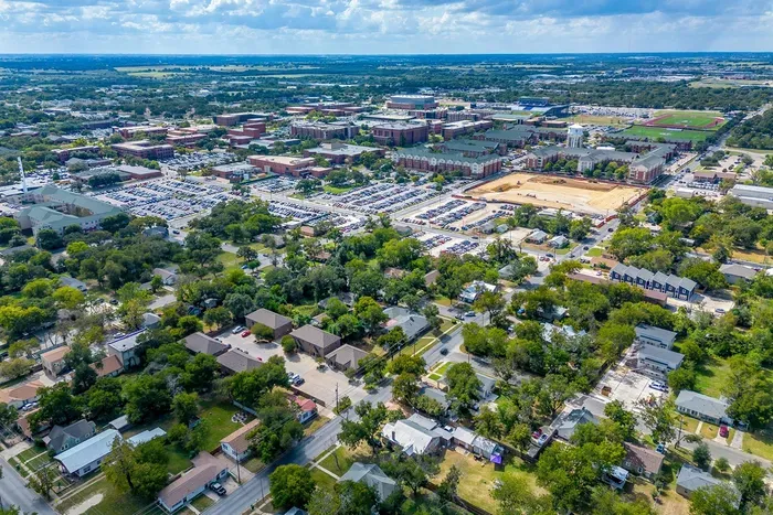 Overhead shot highlights Tarleton’s stadium and how close the house is