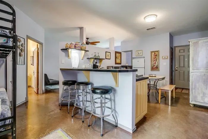 Bar stool seating makes it easy to snack or sip your coffee while chatting with your group.