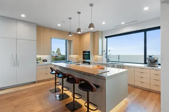 Kitchen with ocean views