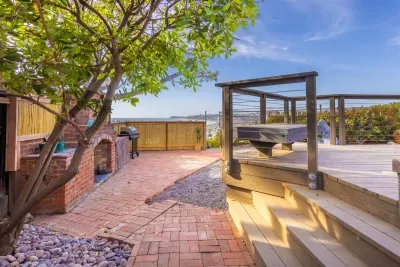 Outdoor deck and grill (fireplace is not operational)